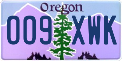 OR license plate 009XWK