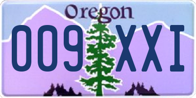 OR license plate 009XXI