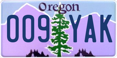 OR license plate 009YAK