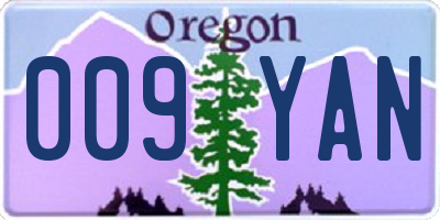 OR license plate 009YAN