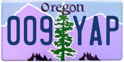 OR license plate 009YAP
