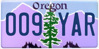 OR license plate 009YAR