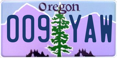 OR license plate 009YAW
