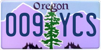 OR license plate 009YCS