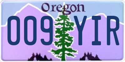 OR license plate 009YIR