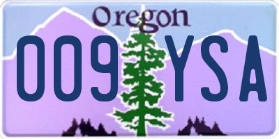 OR license plate 009YSA