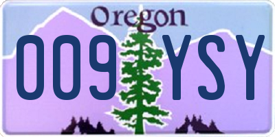 OR license plate 009YSY