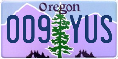 OR license plate 009YUS