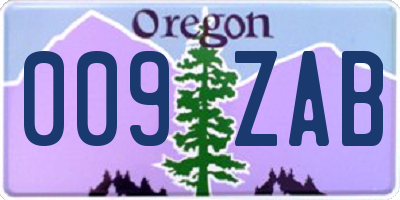 OR license plate 009ZAB