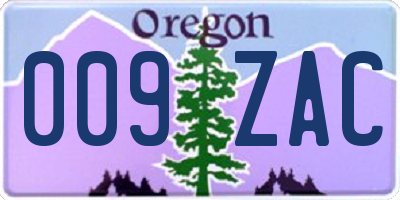 OR license plate 009ZAC