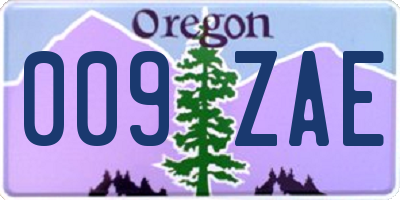 OR license plate 009ZAE