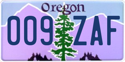 OR license plate 009ZAF