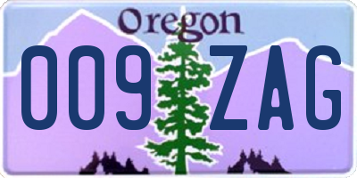 OR license plate 009ZAG