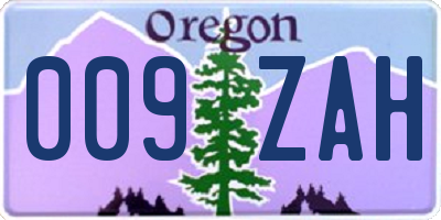 OR license plate 009ZAH
