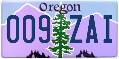 OR license plate 009ZAI