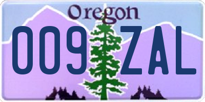 OR license plate 009ZAL