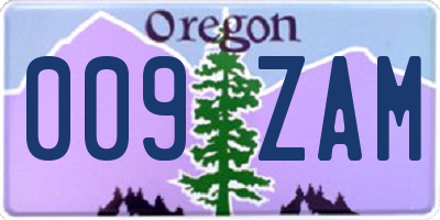 OR license plate 009ZAM