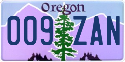 OR license plate 009ZAN