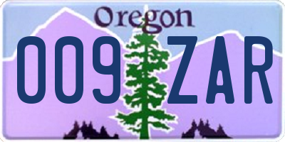 OR license plate 009ZAR