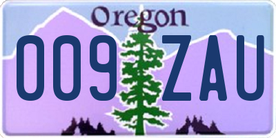 OR license plate 009ZAU