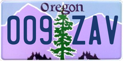 OR license plate 009ZAV