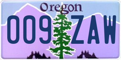 OR license plate 009ZAW