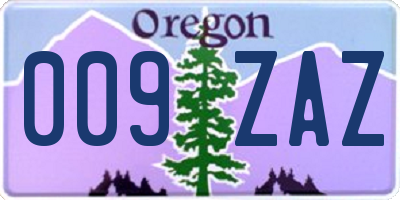 OR license plate 009ZAZ
