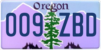 OR license plate 009ZBD
