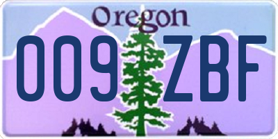 OR license plate 009ZBF