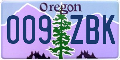 OR license plate 009ZBK