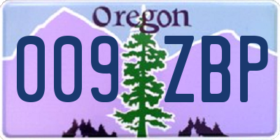 OR license plate 009ZBP
