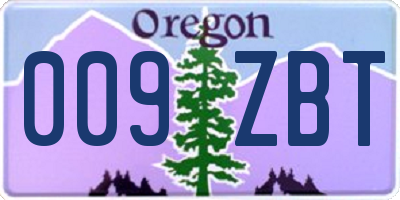 OR license plate 009ZBT
