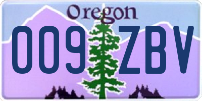 OR license plate 009ZBV