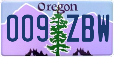 OR license plate 009ZBW
