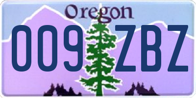 OR license plate 009ZBZ