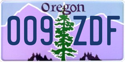 OR license plate 009ZDF