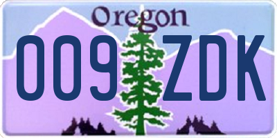 OR license plate 009ZDK