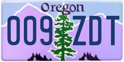 OR license plate 009ZDT