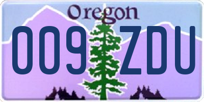 OR license plate 009ZDU