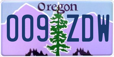 OR license plate 009ZDW
