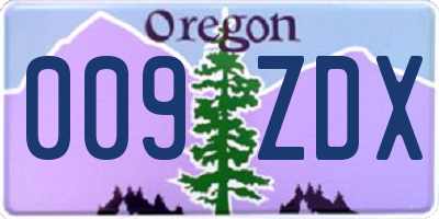 OR license plate 009ZDX