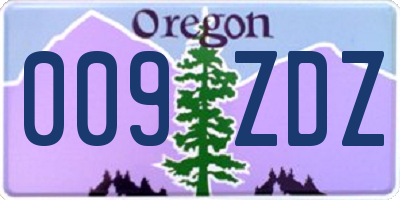 OR license plate 009ZDZ