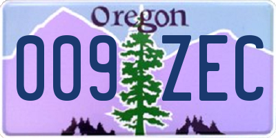 OR license plate 009ZEC