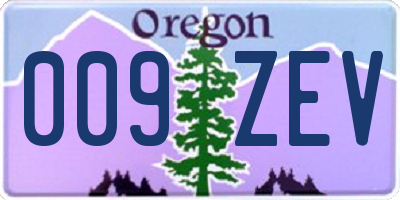 OR license plate 009ZEV