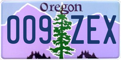 OR license plate 009ZEX