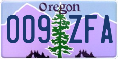 OR license plate 009ZFA