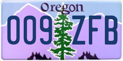 OR license plate 009ZFB