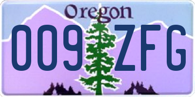 OR license plate 009ZFG