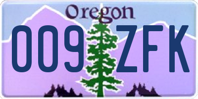 OR license plate 009ZFK