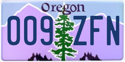 OR license plate 009ZFN